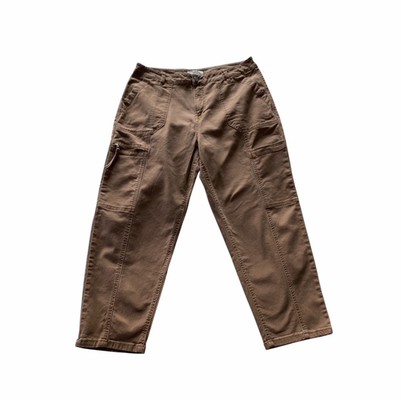Habitual Women's 12/31 Cargo Utility Pants Teak Zip Pocket Cropped Tapered - Picture 1 of 9